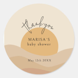 Adesivo Chá de Bebê Boho Chic Deserto Terroso Obrigada