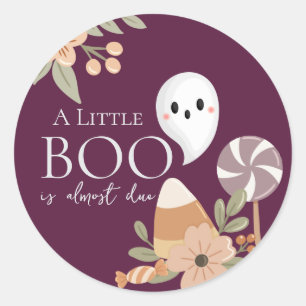 Adesivo Chá de Bebê Boho Halloween Fantasma Fofo Ameixa Ro