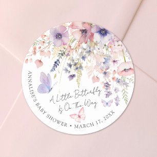 Adesivo Chá de Bebê Borboleta Flor Silvestre