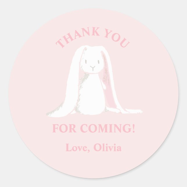 Adesivo Chá de Bebê Bunny Rosa  (Frente)
