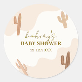 Adesivo Chá de Bebê Cacto Boho Moderno Neutro em Gênero