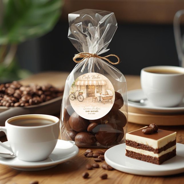 Adesivo Chá de Bebê Café Bebe Neutro Elegante Marrom (Criador carregado)