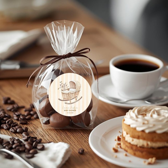 Adesivo Chá de Bebê Café Bebe Neutro Elegante Marrom (Criador carregado)