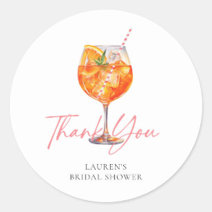 Adesivo Chá de Bebê com Aperol Spritz em Aquarela Obrigada