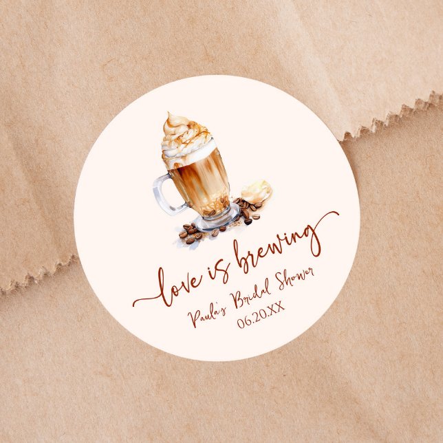 Adesivo Chá de Bebê com Café Love Is Brewing (Criador carregado)