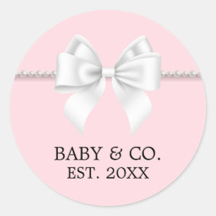Adesivo Chá de Bebê com Tema Tiffany em Rosa Bege Elegante
