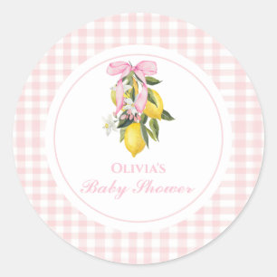 Adesivo Chá de bebê Coquette sofisticado com laço rosa e l
