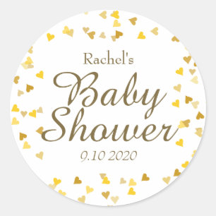 Adesivo Chá de Bebê Corações de Amor Dourado / Sprinkle / 