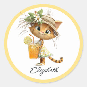 Adesivo Chá de Bebê Cottagecore Kitten Lemonade