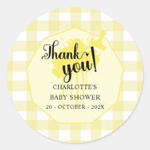 Adesivo Chá de Bebê Cute Pastel Amarelo Xadrez