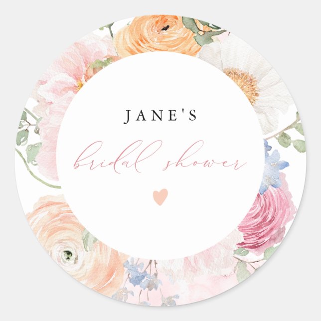 Adesivo Chá de Bebê da JANE com Pétalas Florais e Prosecco (Frente)