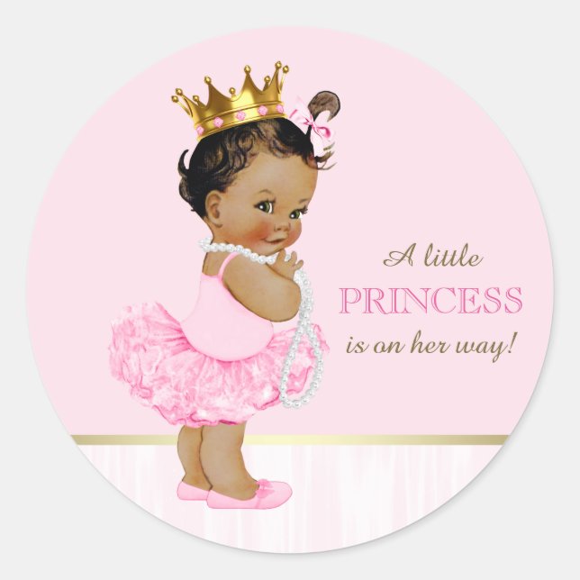 Adesivo Chá de Bebê da Princesa Bailarina Étnica Tutu (Frente)