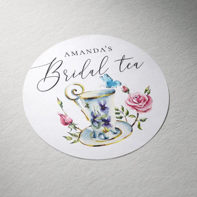 Adesivo Chá de Bebê da Rose & Butterfly | Festa de Chá Flo (Criador carregado)