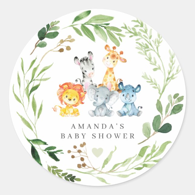Adesivo Chá de Bebê de Animais da Savana  (Frente)