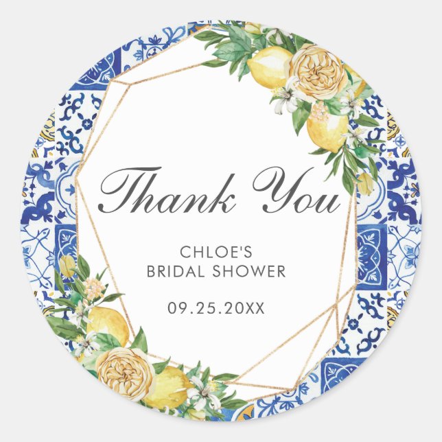 Adesivo Chá de Bebê de Aniversário de Casamento Mediterrân (Frente)