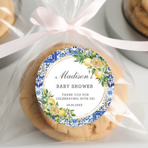 Adesivo Chá de Bebê de Aniversário Mediterrâneo com Limão 