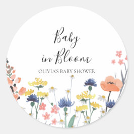 Adesivo Chá de bebê de bebê em flor de flores silvestres