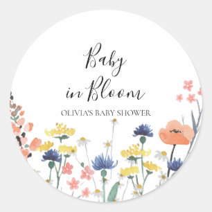 Adesivo Chá de bebê de bebê em flor de flores silvestres