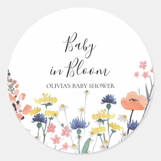 Adesivo Chá de bebê de bebê em flor de flores silvestres (Frente)