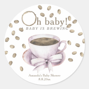 Adesivo Chá de bebê de café Um bebê está sendo preparado M
