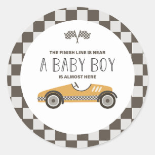 Adesivo Chá de Bebê de Carro de Corrida Amarelo Vintage