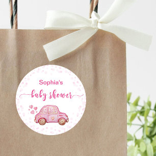 Adesivo Chá de Bebê de Carro Rosa do Dia dos Namorados