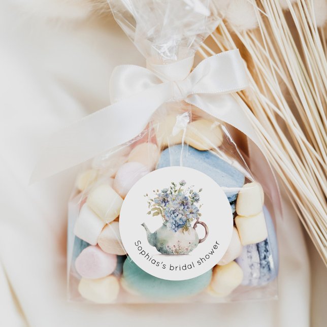 Adesivo Chá de bebê de chuveiro nupcial Hortênsias azuis (Criador carregado)