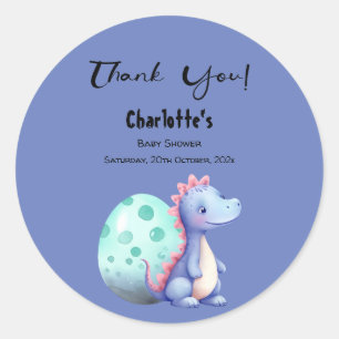 Adesivo Chá de Bebê de Dinossauro Adorável em Aquarela