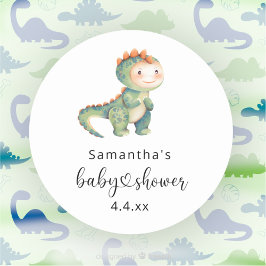 Adesivo Chá de bebê de dinossauro menino aquarela