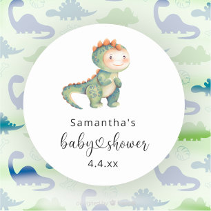 Adesivo Chá de bebê de dinossauro menino aquarela