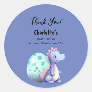 Adesivo Chá de Bebê de Dinossauro Pequeno Aquarela Fofa