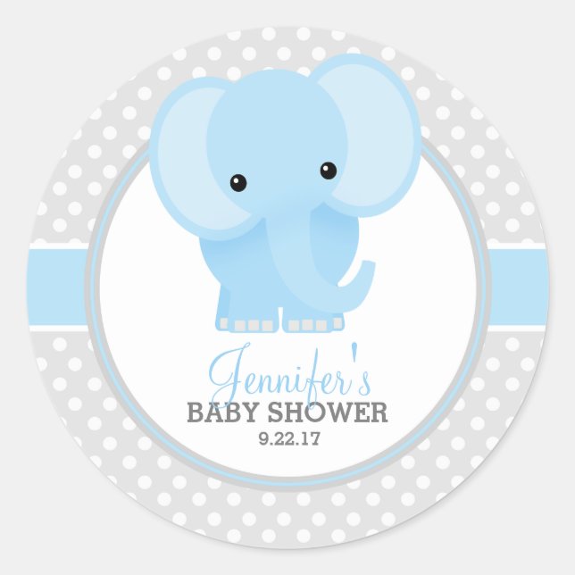 Adesivo Chá de Bebê de Elefante Bebê (azul) (Frente)