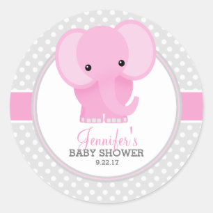 Adesivo Chá de Bebê de Elefante (rosa)