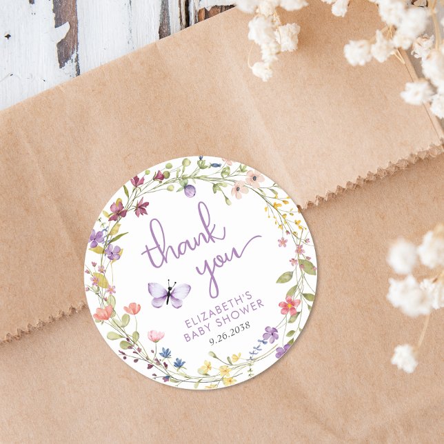 Adesivo Chá De Bebê De Flores Selvagens (Criador carregado)