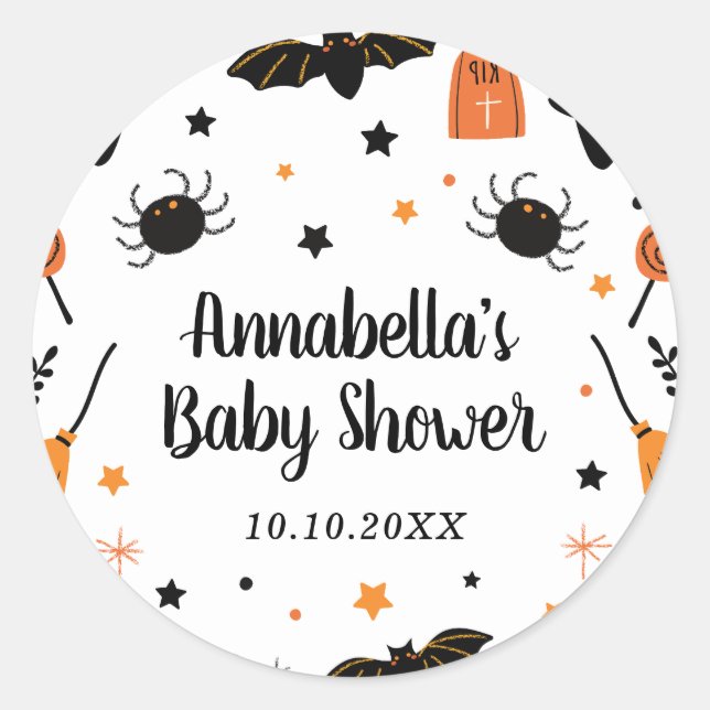 Adesivo Chá de Bebê de Halloween (Frente)