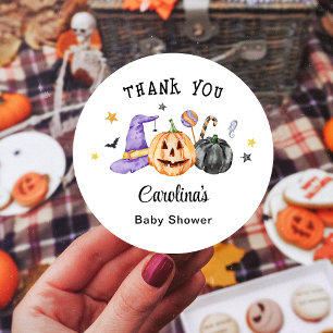 Adesivo Chá de Bebê de Halloween Obrigado