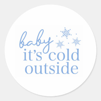Adesivo Chá de Bebê de Inverno Azul Bebê Está Frio Lá Fora