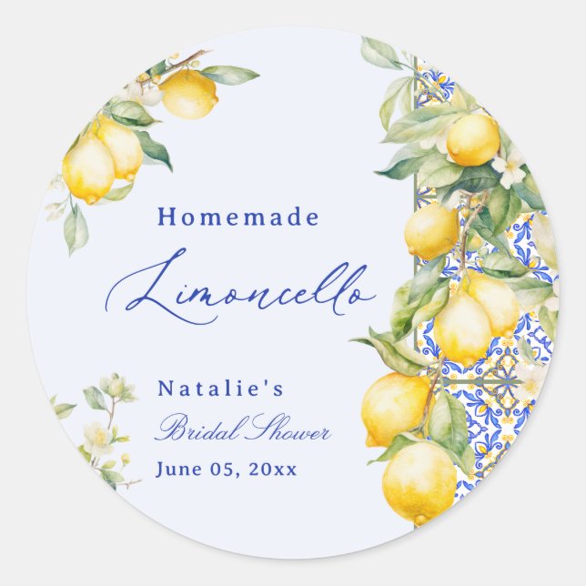 Adesivo Chá de Bebê de Limoncello Caseiro Obrigada (Frente)