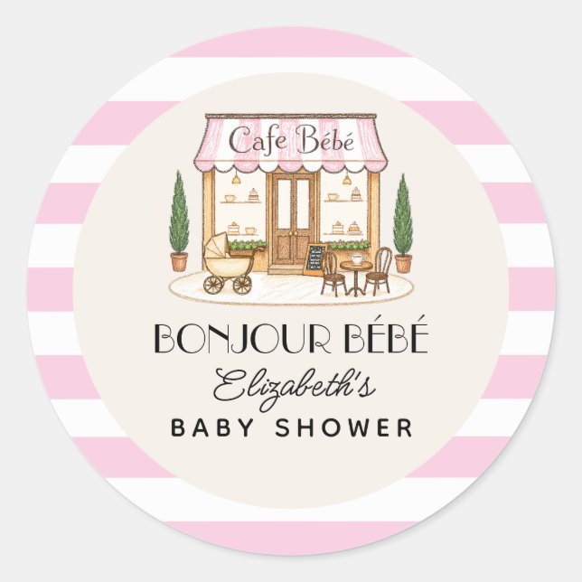 Adesivo Chá de Bebê de Menina Café Francês de Paris (Frente)
