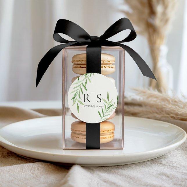 Adesivo Chá de Bebê de Monograma de Salgueiro em Aquarela  (Criador carregado)