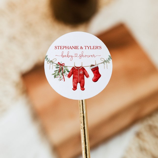 Adesivo Chá de Bebê de Natal de Inverno Santa Baby (Criador carregado)