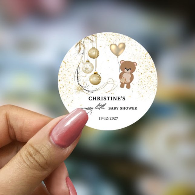 Adesivo Chá de Bebê de Natal Dourado (Criador carregado)