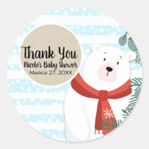 Adesivo Chá de Bebê de Natal Férias de Inverno Urso Polar