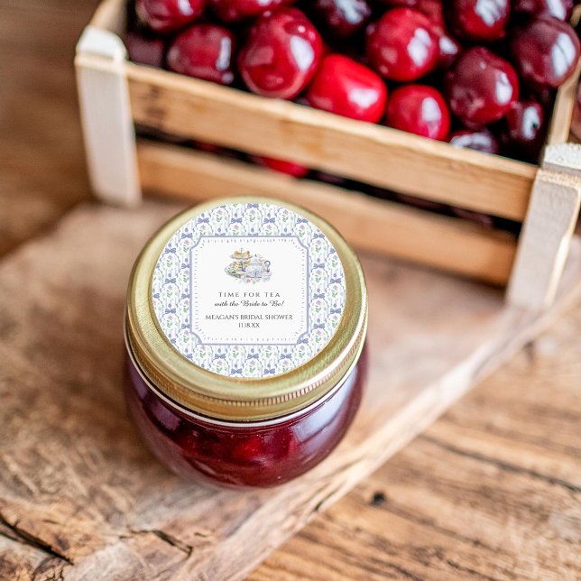 Adesivo Chá de Bebê de Noiva Blue Floral Coquette (Criador carregado)