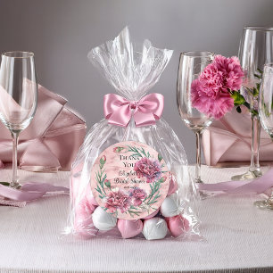 Adesivo Chá de Bebê de Noiva com Cravos Rosa Elegantes