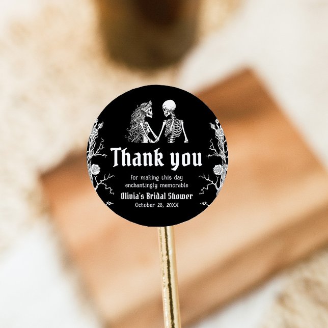 Adesivo Chá de Bebê de Noiva do Dia das Bruxas com Esquele (Criador carregado)