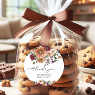 Adesivo Chá de Bebê de Noiva Floral de Outono em Aquarela