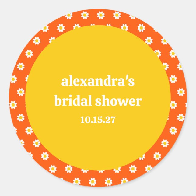 Adesivo Chá de Bebê de Noiva Personalizado Margaridas Lara (Frente)