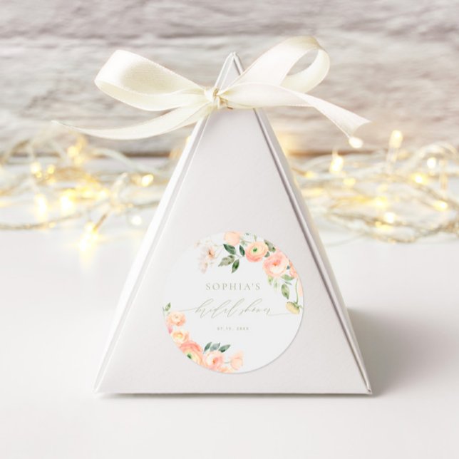 Adesivo Chá de Bebê de Noiva Rosa e Verde Sage Elegante (Criador carregado)