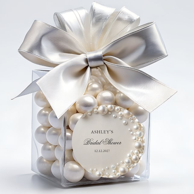 Adesivo Chá de Bebê de Pérolas Pastéis Elegantes (Criador carregado)